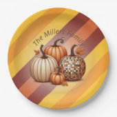 Pompoen Waterverf Elegant gepersonaliseerd patroon Papieren Bordje (Voorkant)