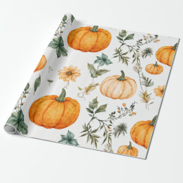 Pompoen Waterverf Herfst & Herfst Thanksgiving Cadeaupapier