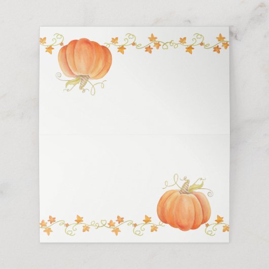 Pompoen waterverf herfst Thanksgiving plaats kaart Plaatskaartje (Buitenkant ongevouwen)