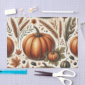 Pompoen Waterverf Herfstpatroon voor Herfst Tissuepapier (Craft)