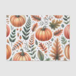 Pompoen Waterverf Herfstpatroon voor Herfst Tissuepapier