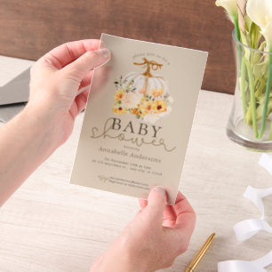 Pompoen waterverf Neutraal Baby shower Vellum Uitnodigingen