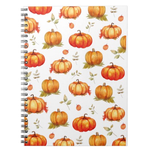 pompoen Waterverf Patroon Notitieboek (Voorkant)