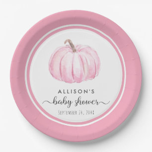 Pompoen Waterverf Roze Baby Girl Shower Papieren Bordje