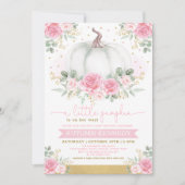  pompoen Waterverf Roze Floral Baby shower Kaart (Voorkant)