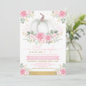  pompoen Waterverf Roze Floral Baby shower Kaart (Staand voorkant)