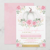 pompoen Waterverf Roze Floral Baby shower Kaart (Voorkant / Achterkant)