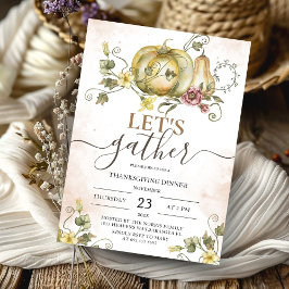 Pompoen  Waterverf Thanksgiving Diner Kaart