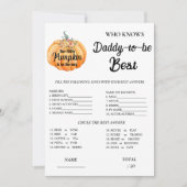 Pompoen Wie kent papa Baby shower spel Kaart (Voorkant)