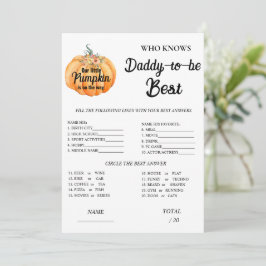 Pompoen Wie kent papa Baby shower spel Kaart