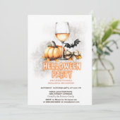 Pompoen Wijn Glas Halloween Kaart (Staand voorkant)