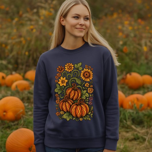 Pompoen wijnstokken & Herfst Bloemen Halloween Trui