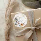 Pompoen Wildbloemen Hart Vorm Lijst Bruiloft Ronde Sticker