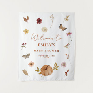 Pompoen Wilde Bloem Boho Baby Shower Welkom Wandkleed