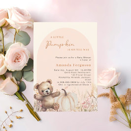 Pompoen wilde bloem perzik boog teddy Baby shower Kaart