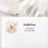 Pompoen wilde bloem roze beige retouradres etiket (Insitu)