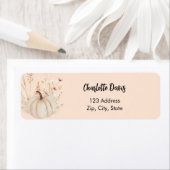 Pompoen wilde bloem roze perzik retouradres etiket (Insitu)