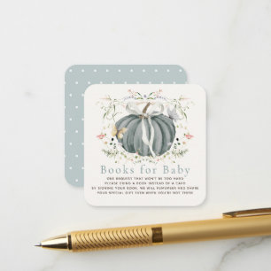 Pompoen Wilde Bloemen Blauwe Baby Shower Boek Verz Informatiekaartje