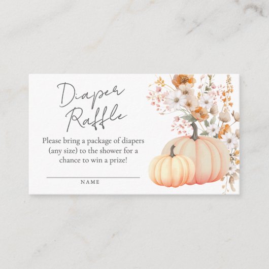 Pompoen Wildflower Baby shower Luier Raffle Informatiekaartje (Voorkant)