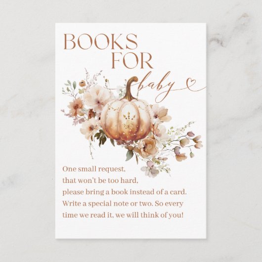 Pompoen WildFlower Boho Herfst Baby shower boek Informatiekaartje (Voorkant)