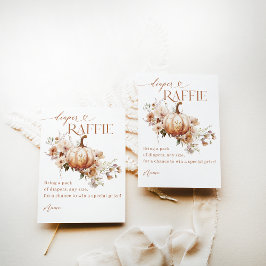 Pompoen WildFlower Boho Herfst Baby shower luier Informatiekaartje