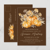 Pompoen Wildflower Herfst 90ste verjaardagsfeestje Uitnodiging Briefkaart (Voorkant / Achterkant)