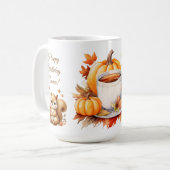 Pompoen Wildflower Herfst Waterverf Verjaardag Koffiemok (Voorkant links)