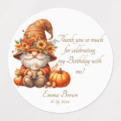 Pompoen Wildflower Herfst Waterverf Verjaardag Labels (Design 1)