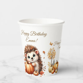 Pompoen Wildflower Herfst Waterverf Verjaardag Papieren Bekers