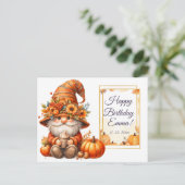 Pompoen Wildflower Herfst Waterverf Verjaardag Uitnodiging Briefkaart (Staand voorkant)