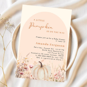Pompoen wildflower perzik roze boog Baby shower Kaart