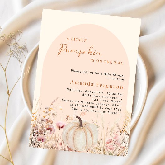 Pompoen wildflower roze boog budget Baby shower