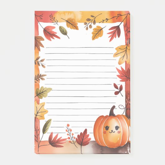 Pompoen Wink & Leafy Lijst Post-it® Notes (Voorkant)