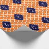 Pompoen Wit Marokkaans #5 Navy 3 Initieel Monogram Cadeaupapier (Hoek)