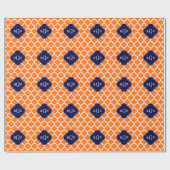 Pompoen Wit Marokkaans #5 Navy 3 Initieel Monogram Cadeaupapier (Vlak)