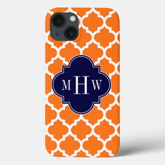 Pompoen Wit Marokkaans #5 Navy 3 Initieel Monogram Case-Mate iPhone Case (Achterkant)