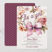 Pompoen Wit Roze Lint Meisje Herfst Baby shower Kaart (Voorkant / Achterkant)