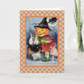  pompoen witch Cauldron Halloween Kaart (Voorkant)