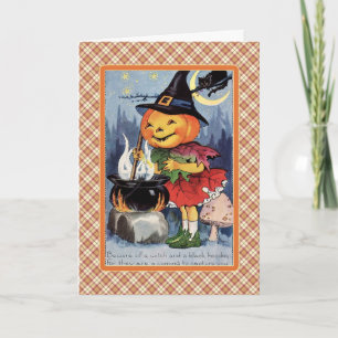  pompoen witch Cauldron Halloween Kaart