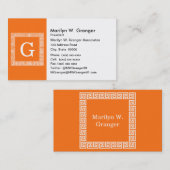 Pompoen, witte Griekse sleutel #1 geplateerd monog Visitekaartje (Voorkant / Achterkant)