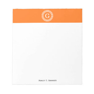 Pompoen Witte Griekse Sleutel Ronde Frame Initiele Notitieblok
