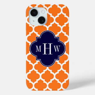 Pompoen Witte Marokkaanse #5 Navy 3 Initieel Monog iPhone 15 Case