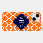 Pompoen Witte Marokkaanse #5 Navy 3 Initieel Monog Case-Mate iPhone Case (Achterkant (horizontaal))