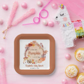 Pompoen Woodland Animals Terracotta Baby shower Papieren Bordje (Feest)