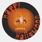 Pompoen, zadelijke vlammen ronde sticker (Voorkant)