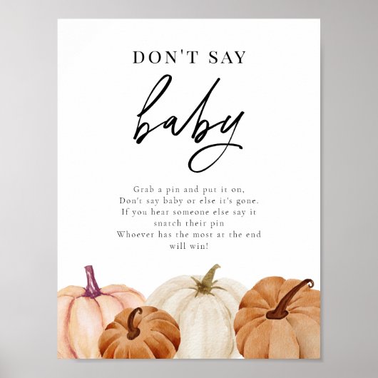 Pompoen zegt geen Baby-spelbord Poster (Voorkant)