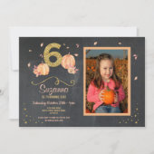 Pompoen ZES Verjaardag 6E Herfst Party Foto Uitnod Kaart (Voorkant)