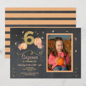 Pompoen ZES Verjaardag 6E Herfst Party Foto Uitnod Kaart (Voorkant / Achterkant)