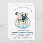 Pompoen Zevende Verjaardag Uitnodiging (Voorkant / Achterkant)