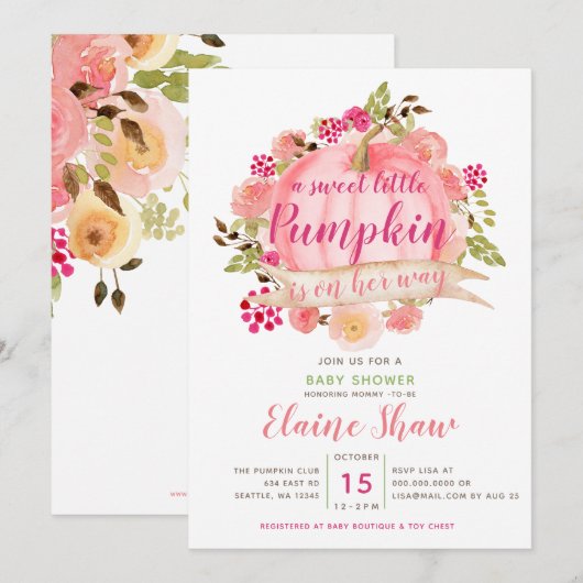 pompoen zijn op weg naar baby shower kaart (Voorkant / Achterkant)